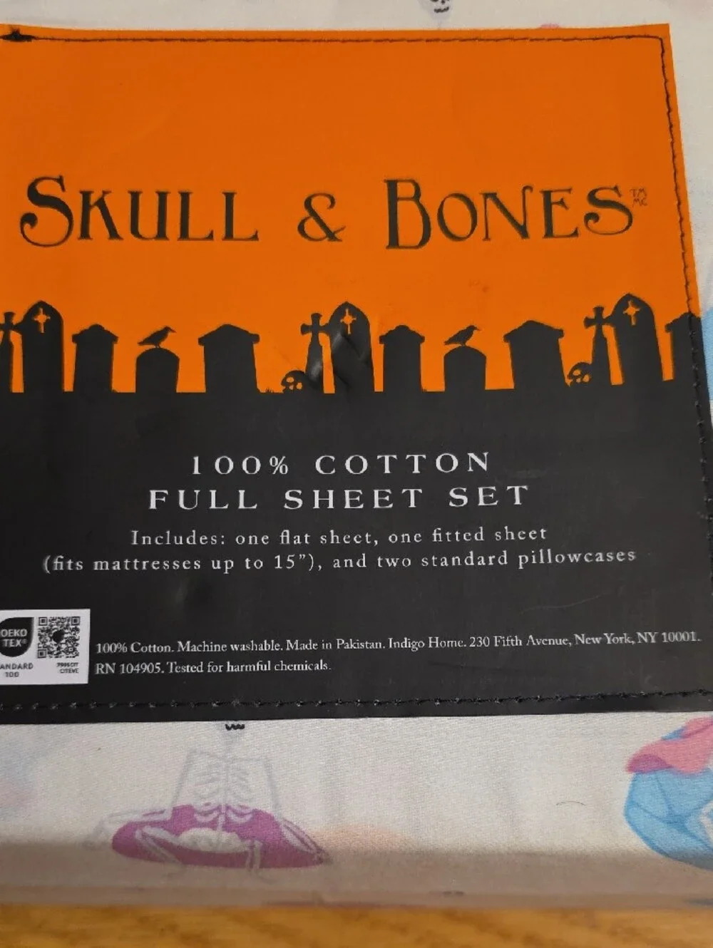 Skull & Bones Pink and Blue Flamingo Cotton Sheet Set